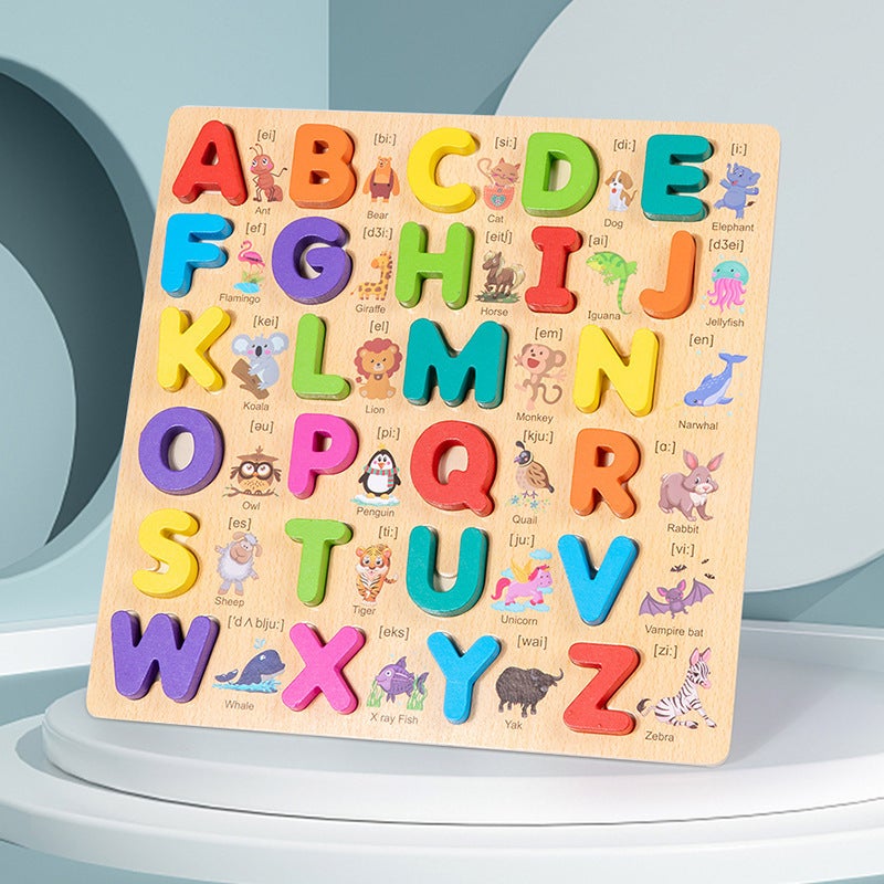 Children'S Number Of Letters Recognition Early Education Hand-Held Board Puzzle Baby Building Blocks 26 English Letters Children'S Three-Dimensional Puzzle - Image 4